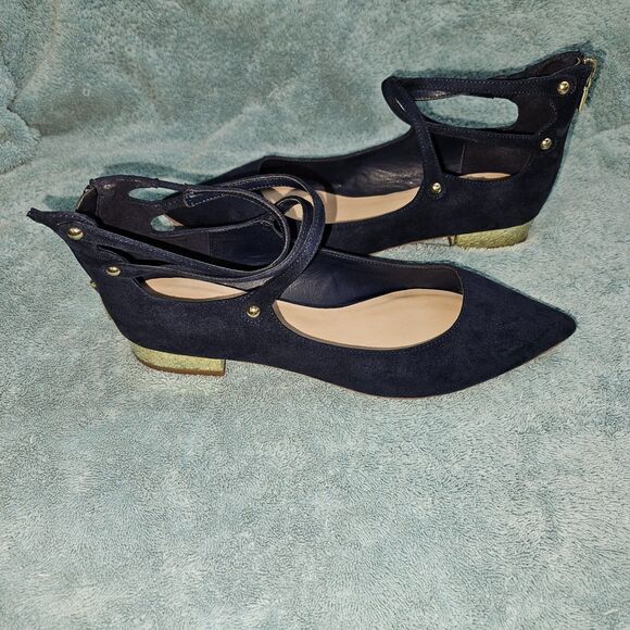 ALDO Marietta Blue Suede Ankle Strap Flats 10 - Picture 6 of 6